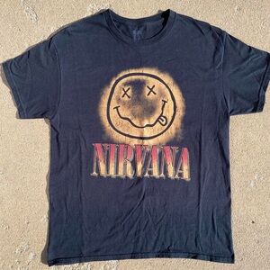 Vintage black Nirvana grunge tee with multi-coloured design